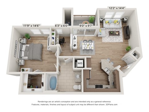 Main Street Village Irvine, CA Klamath Floor Plan 869 SF